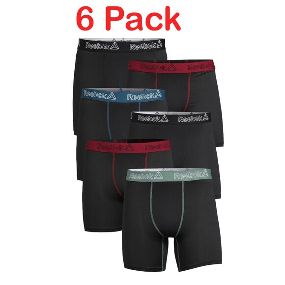 Reebok Men’s Underwear Featherweight Performance Boxer Briefs, 6-Pack - Picture 1 of 3